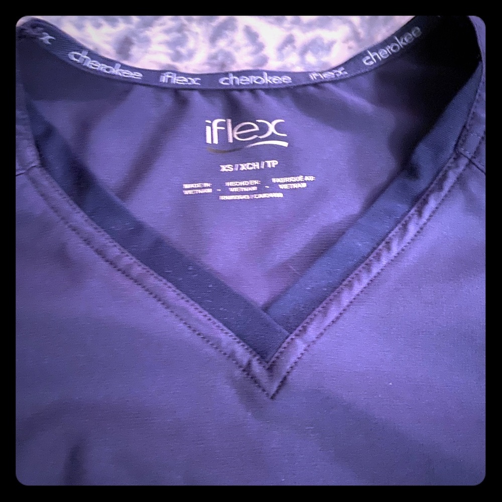 Scrubs set navy blue Cherokee xs top xxs  pants iflex